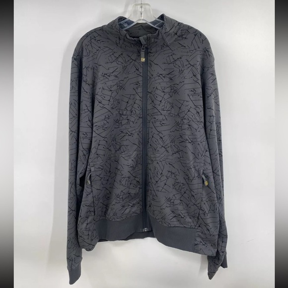 LULULEMON ATHLETICA CANADA MENS FULL ZIP TRAINING JACKET PATTERNED GRAY XL VTG - Picture 1 of 9